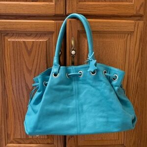 Boden Blue Leather Tote/Shoulder Bag